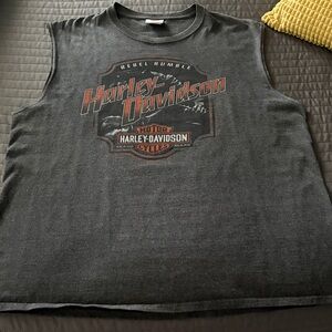 Harley-Davidson dark Grey Sleeveless Tee with Orange Logo
